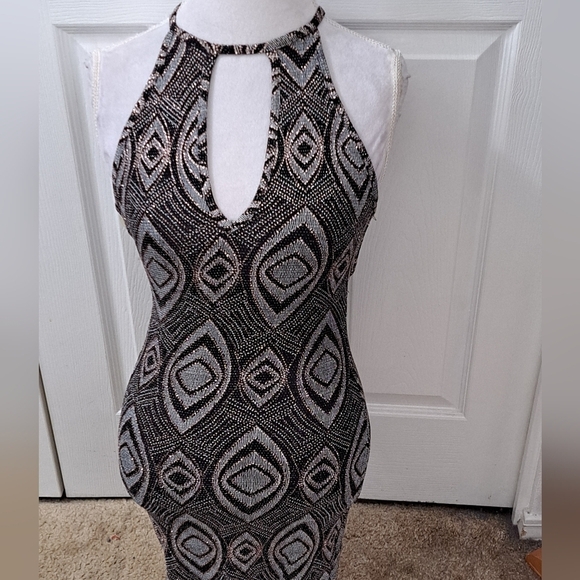 iris Dresses & Skirts - Iris Bodycon Halter Holiday Dress With Sequin Glitter & Cutouts Front & Back